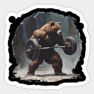 bear lifting weight Sticker